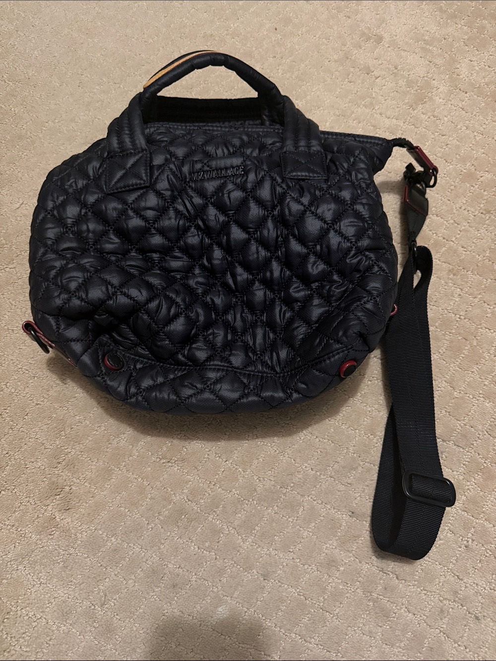 MZ Wallace Medium Sutton Quilted Black Crossbody Tote